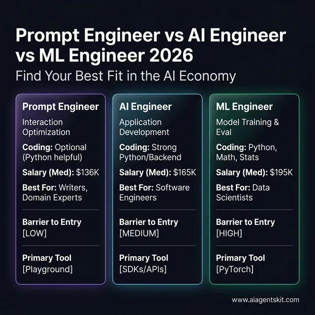 Comparison Matrix of Prompt Engineer, AI Engineer, and ML Engineer Roles
