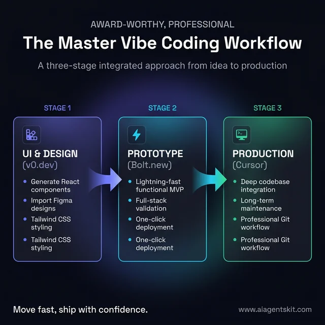 The Master Vibe Coding Workflow: From v0 Component Generation to Bolt Prototyping and Cursor Production CLI