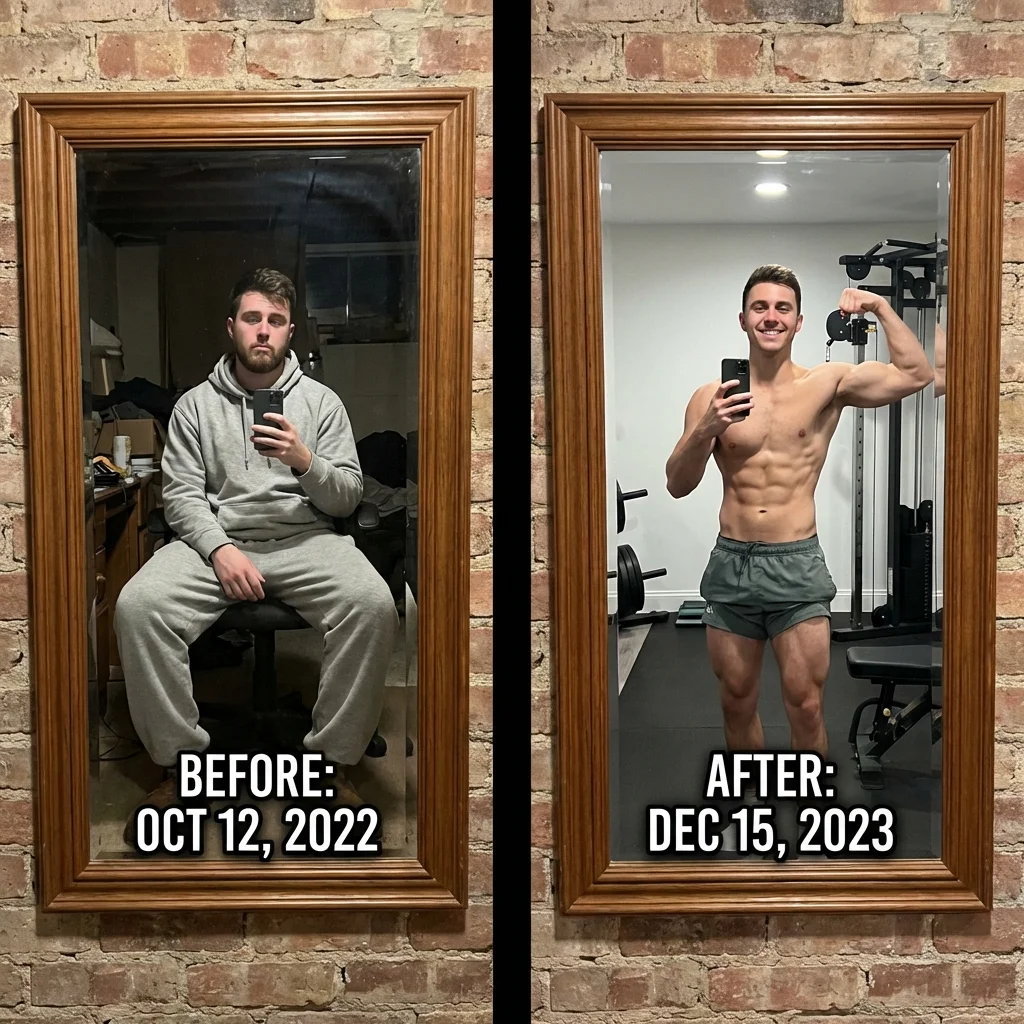Nano Banana split screen showing body transformation