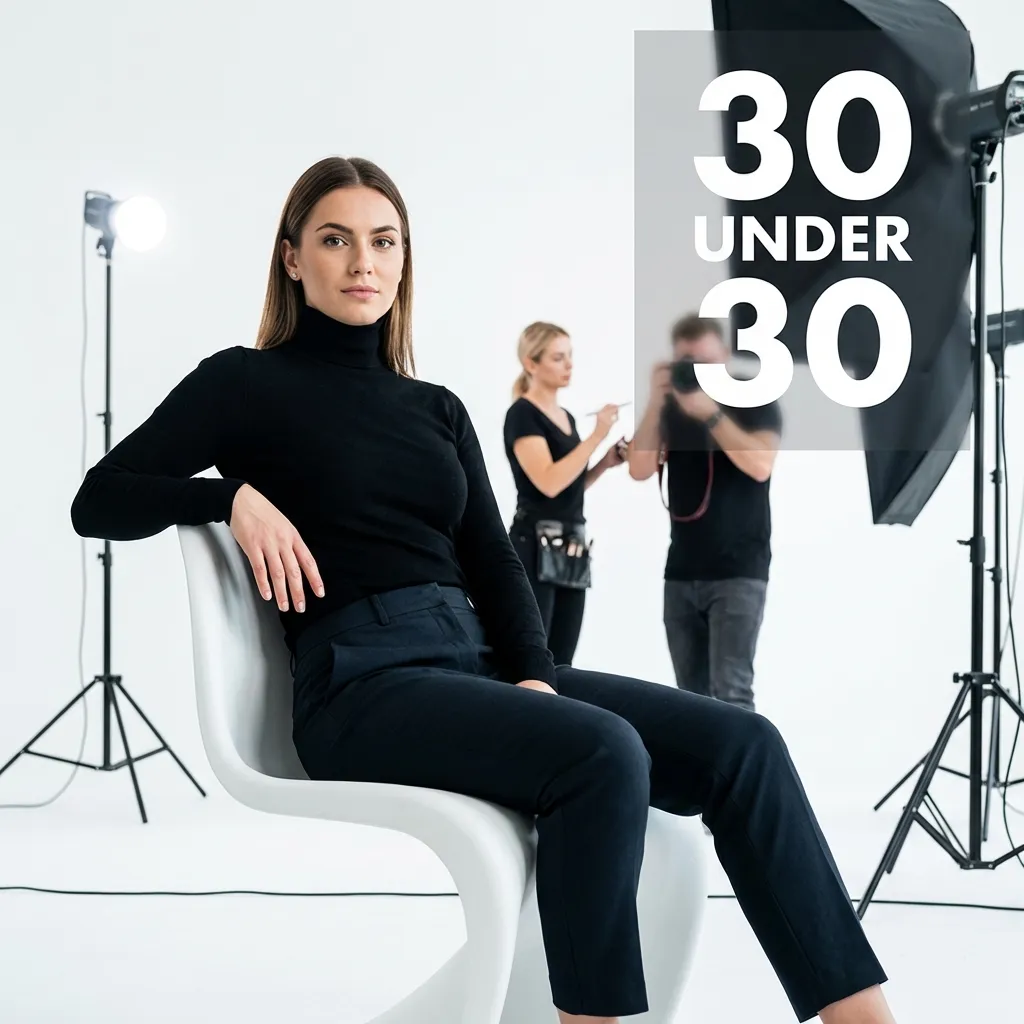 30 Under 30 magazine cover shoot of confident young businesswoman